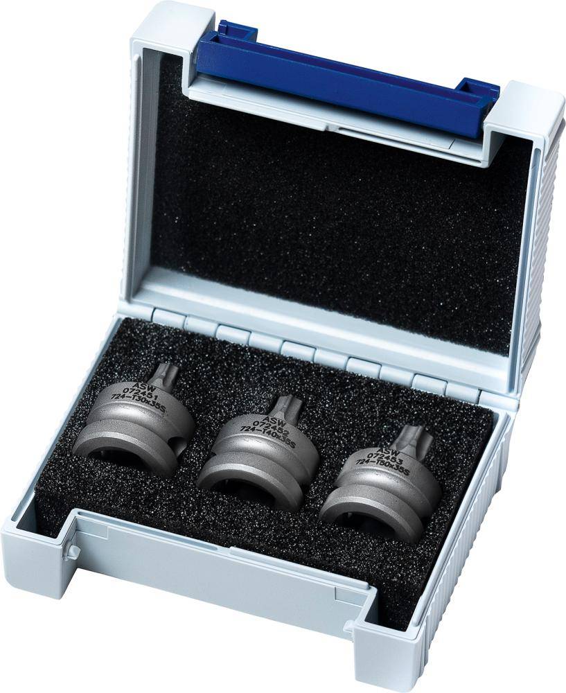 Kraft- Schraubenddrehersatz 1/2"3-teilig T30-T50 Shorty ASW