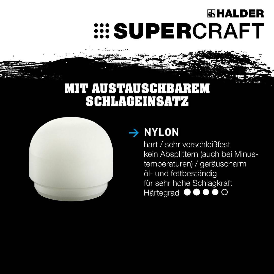 Schonhammer SUPERCRAFT 40mm m. 1 abger. Kopf rückschlagfrei HALDER
