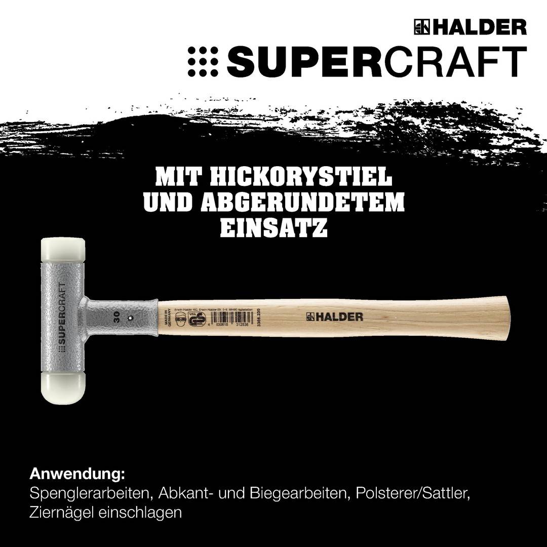HALDER SUPERCRAFT Schonhammer Ø 40 mm rückschlagfrei mit Hickorystiel