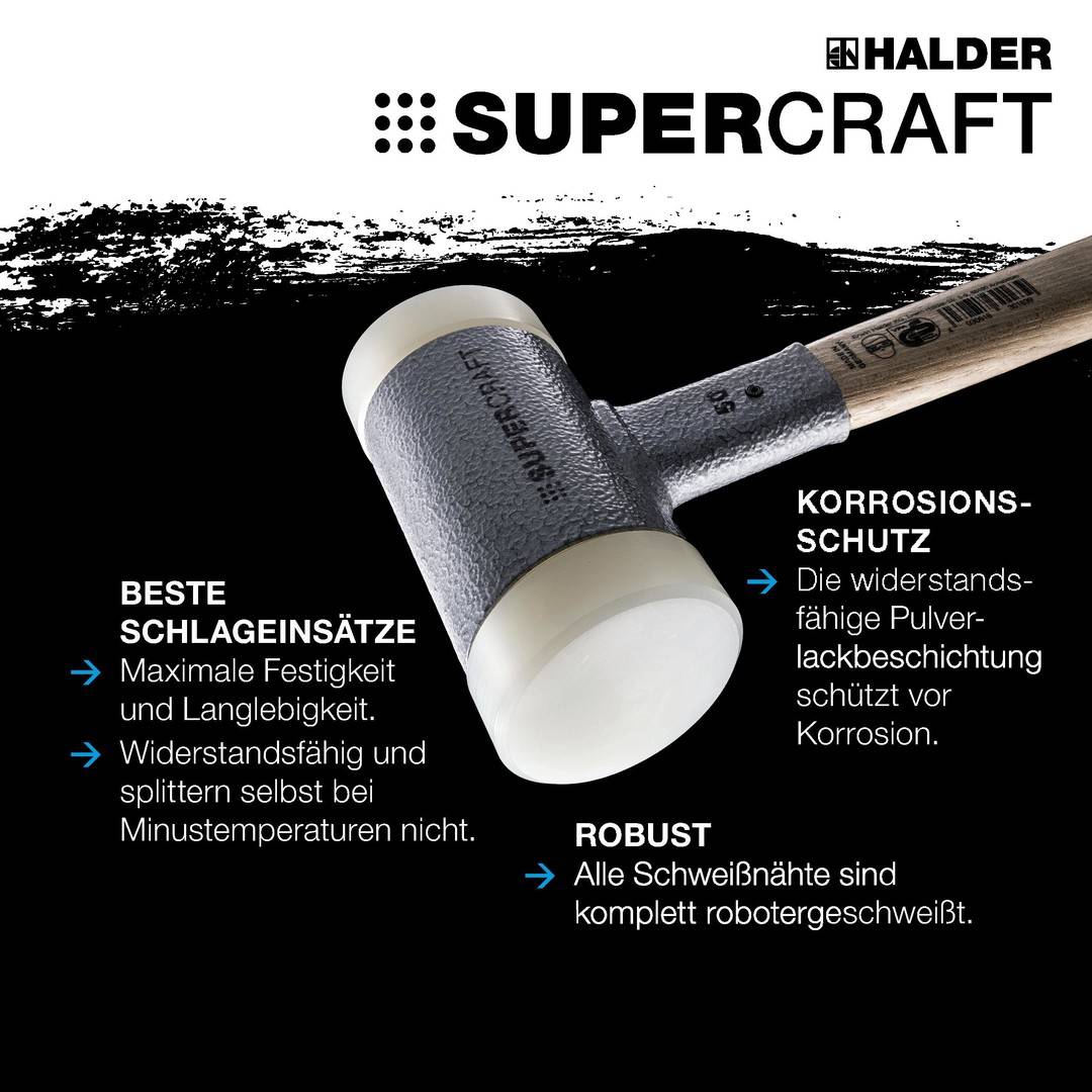 Schonhammer SUPERCRAFT 60mm rückschlagfrei mit 3-Komponentengriff HALDER