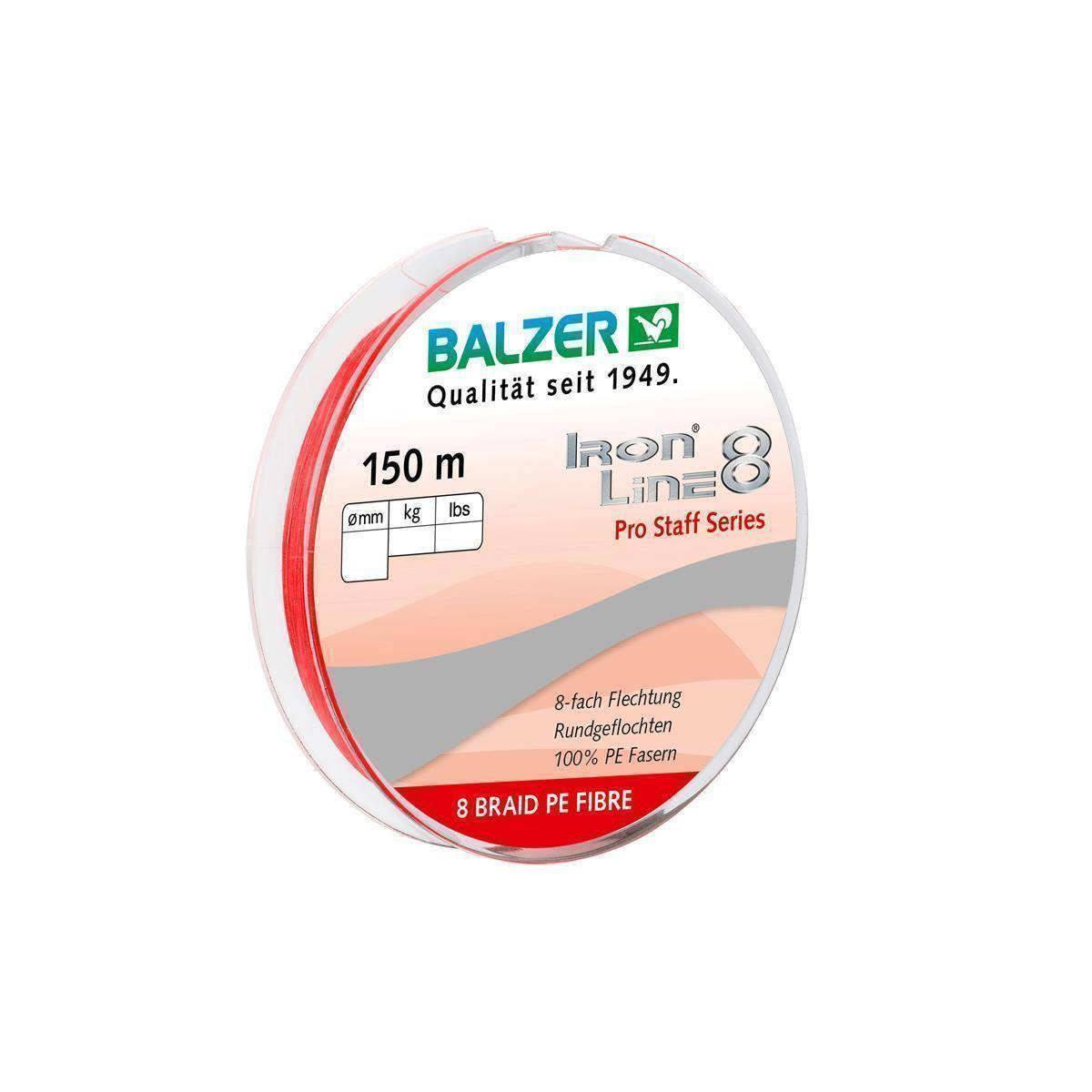 Balzer Iron Line 8 150 m Spule geflochte Schnur rot 0,10 mm/ 8,1kg