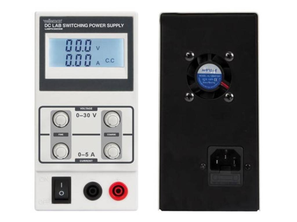 Labornetzgerät, Schaltnetzteil, einstellbar, 0-30 VDC/0-5 A, Strombegrenzung, kurzschlussfest, LCD-Anzeige, Grau