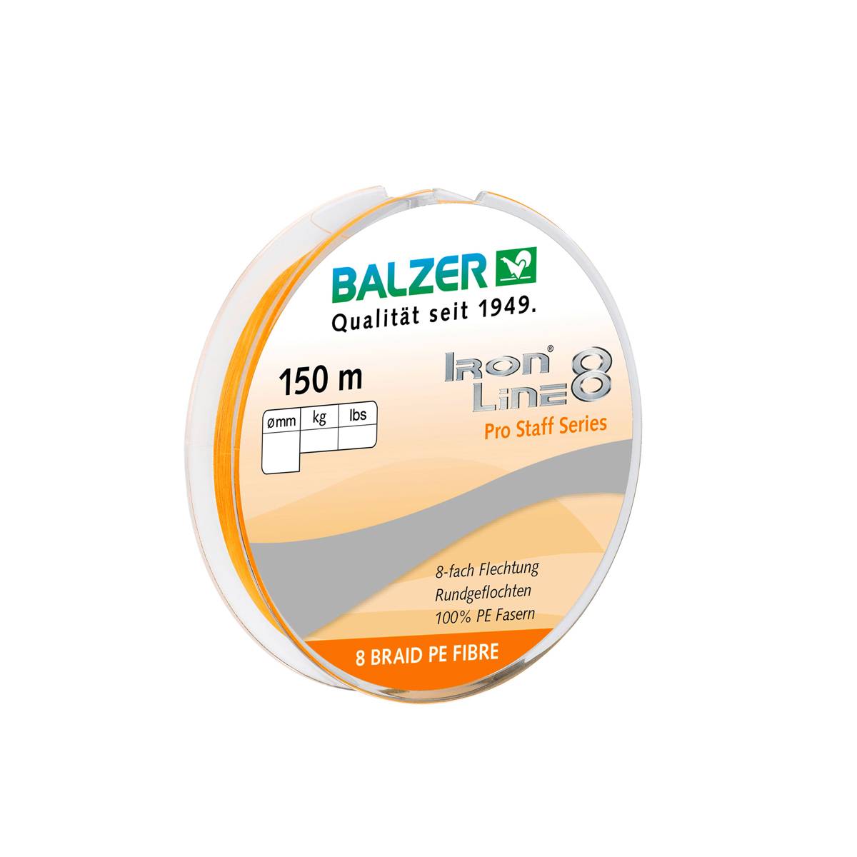 Balzer Iron Line 8 150 m Spule 0,08 mm/ 7,2 kg orange