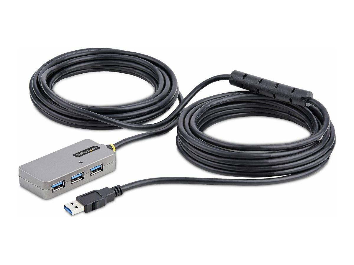 StarTech.com USB Extender Hub, 10m USB 3.0 Extension Cable with 4-Port USB Hub, Active/Bus Powered USB Repeater Cable, O