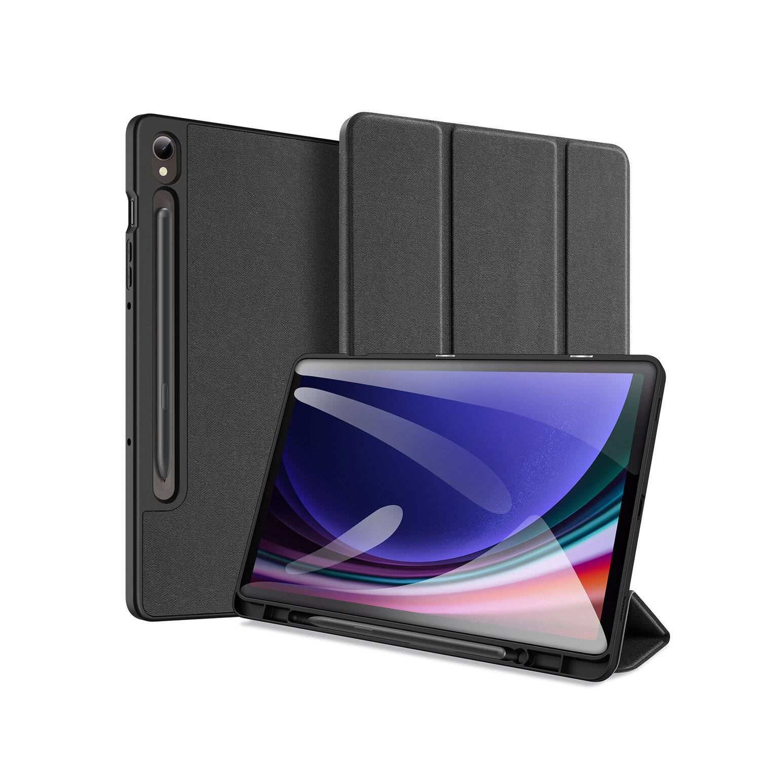 Dux Ducis Domo Smart Sleep Case Tablethülle kompatibel mit Samsung Galaxy Tab S9 FE Schutzhülle Schwarz