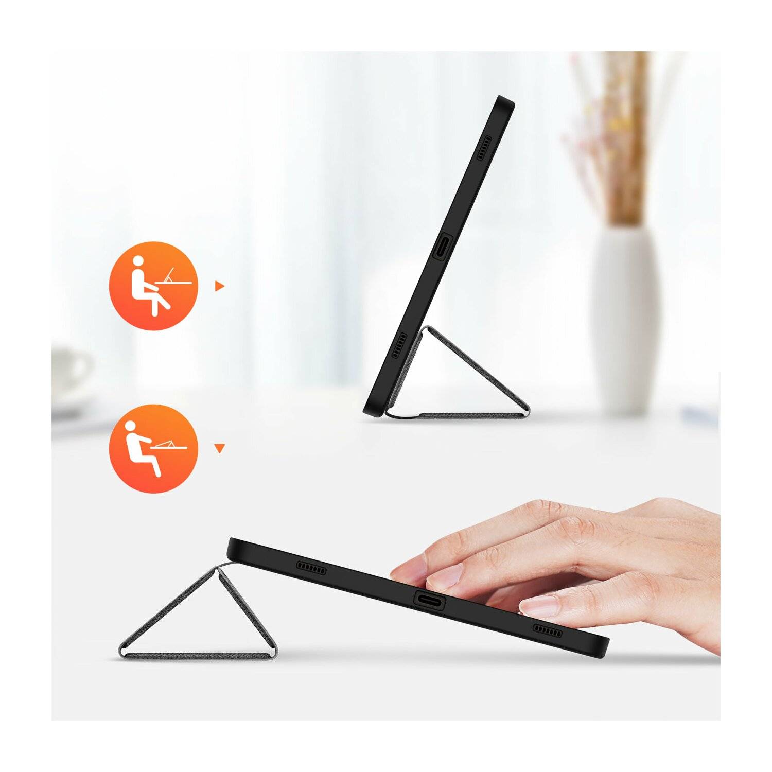 Dux Ducis Domo Smart Sleep Case Tablethülle kompatibel mit Samsung Galaxy Tab S9 FE Schutzhülle Schwarz