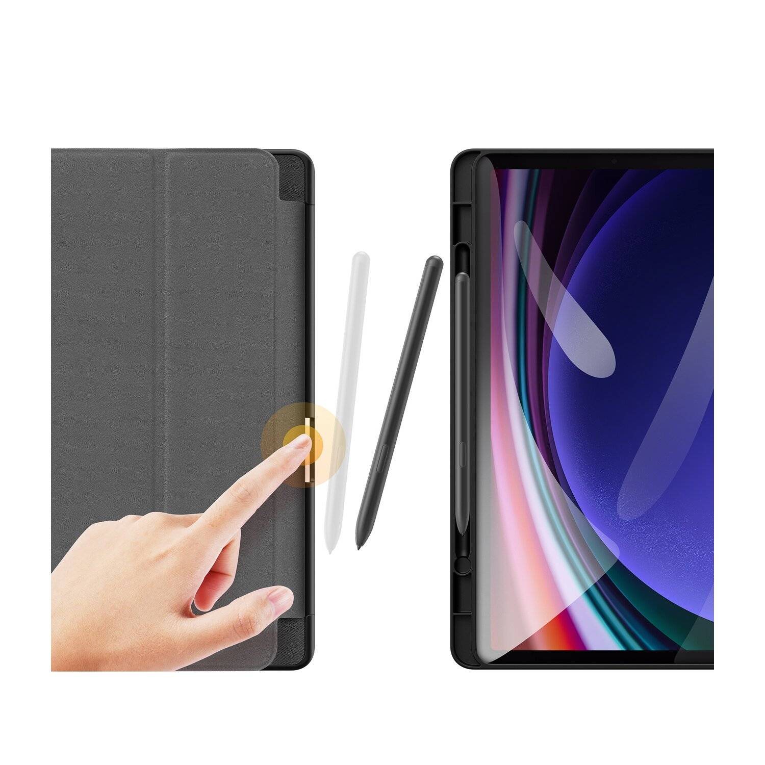 Dux Ducis Domo Smart Sleep Case Tablethülle kompatibel mit Samsung Galaxy Tab S9 FE Schutzhülle Schwarz