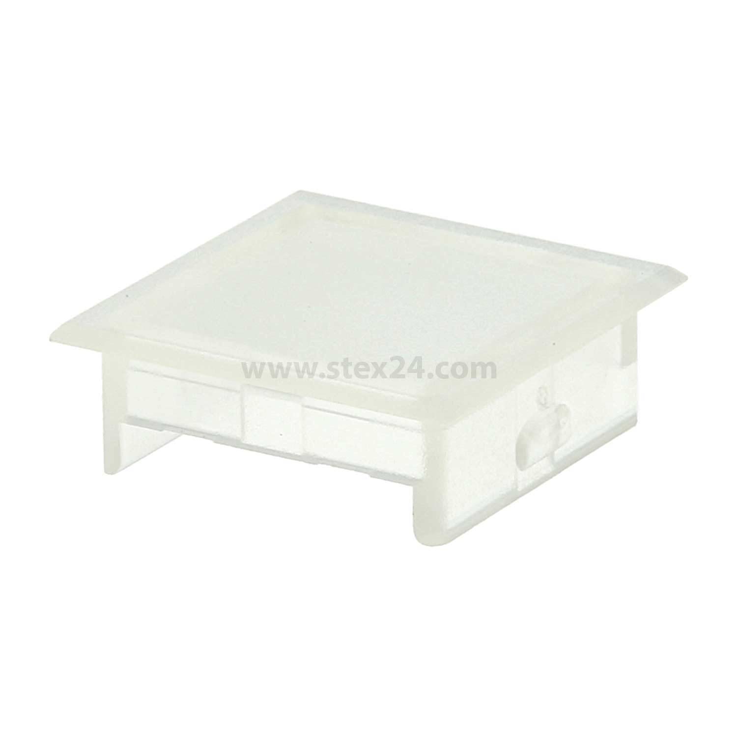 Eine transluzente Kunststoffabdeckung, wahrscheinlich für elektrische Komponenten verwendet, mit rechteckiger Form und für Schutzzwecke konzipiert.