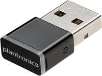 Plantronics USB-Funk-Adapter-Dongle, schwarz und silber, auf weißem Hintergrund gezeigt.