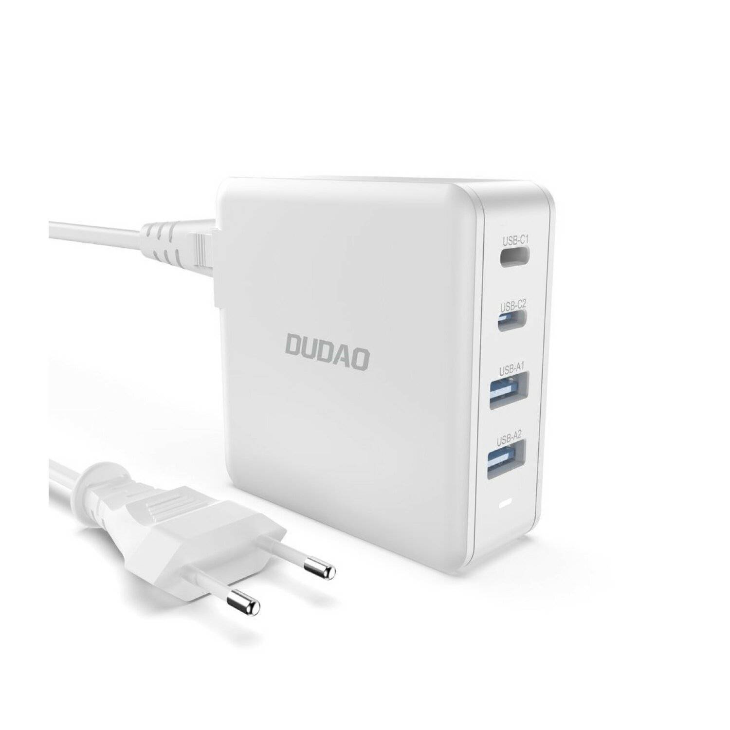 GaN 100W Schnellladegerät 2 x USB-C / 2 x USB Dudao A100EU – weiß