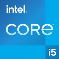 Intel Core i5-Prozessor-Logo auf blauem Quadrat-Hintergrund.