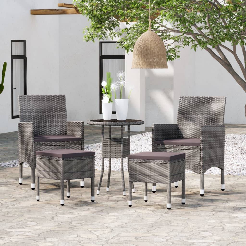 vidaXL 5-tlg. Garten-Lounge-Set Poly Rat