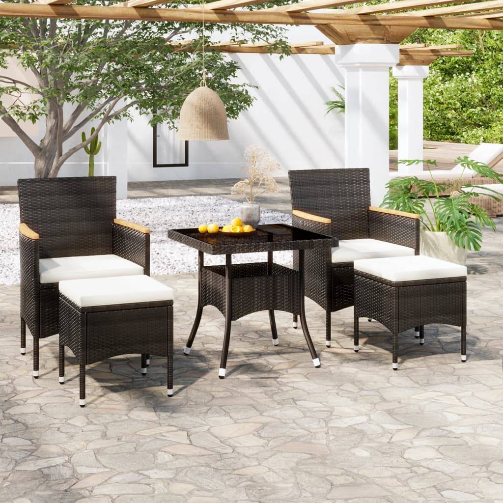 vidaXL 5-tlg. Garten-Essgruppe Poly Ratt