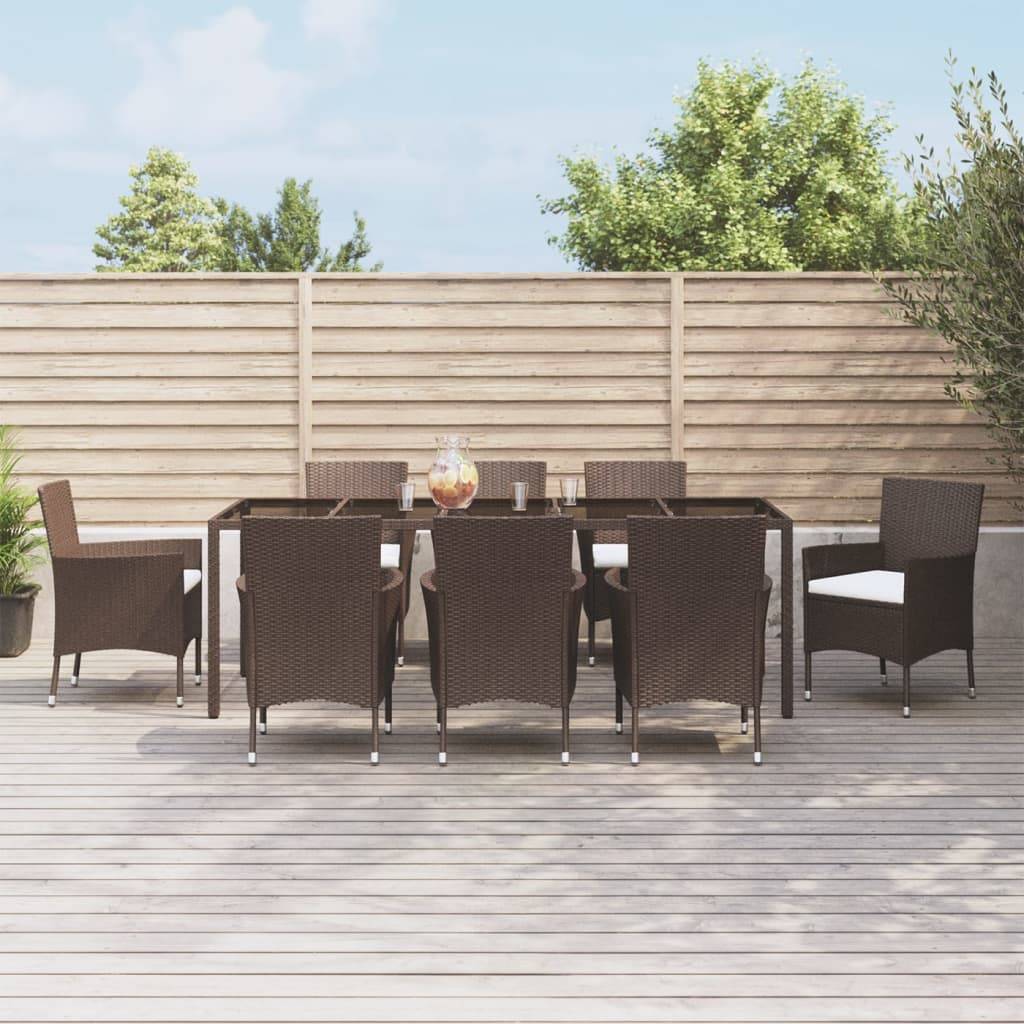 vidaXL 9-tlg. Garten-Essgruppe mit Kisse