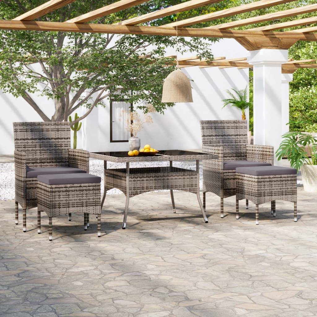 vidaXL 5-tlg. Garten-Essgruppe Poly Ratt