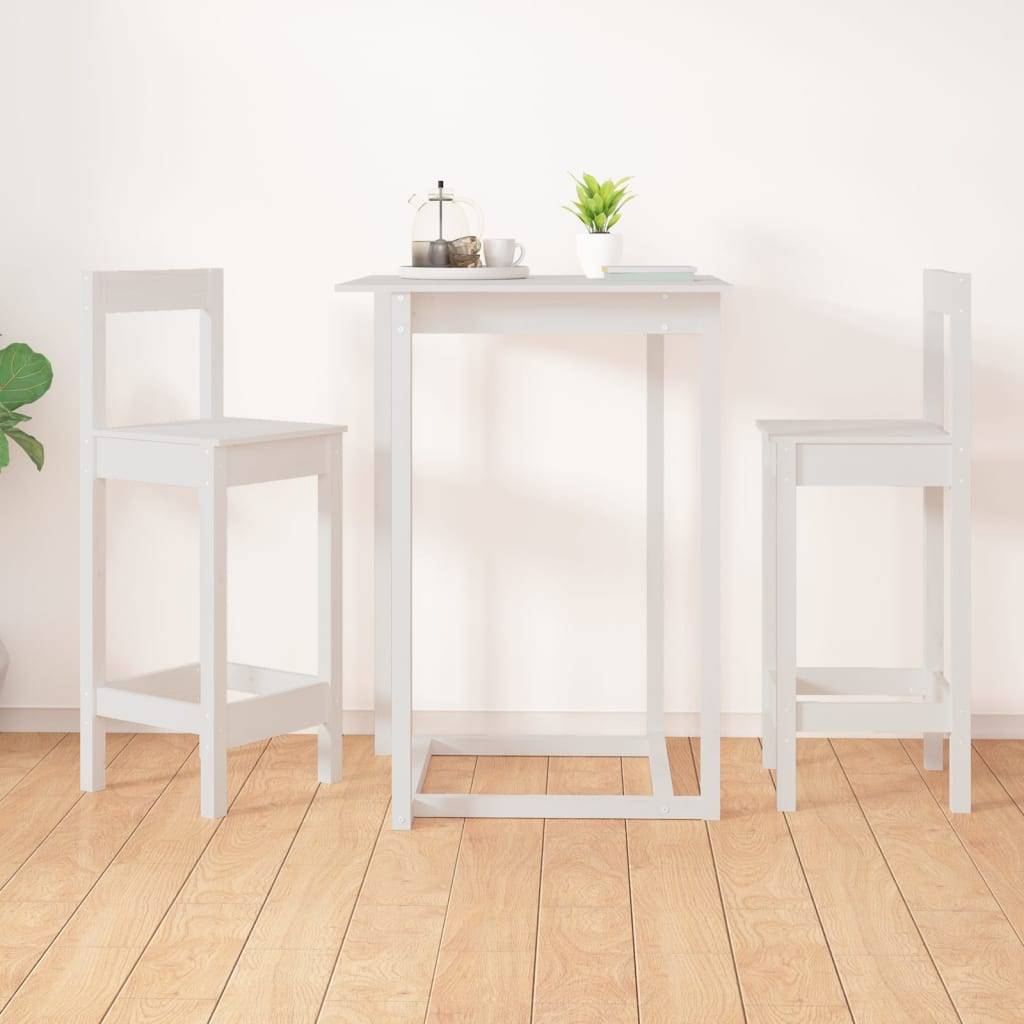 vidaXL Barstühle 2 Stk. Weiß Massivhol