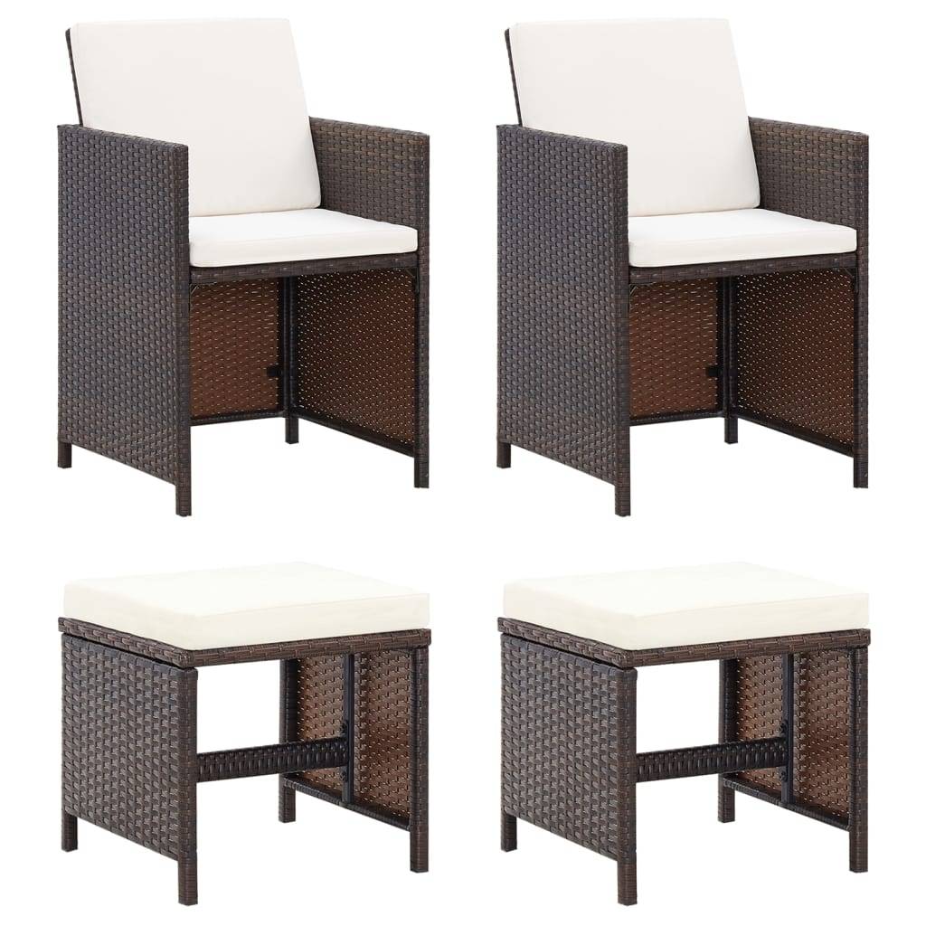 vidaXL 4-tlg. Gartenstuhl und Hocker Set