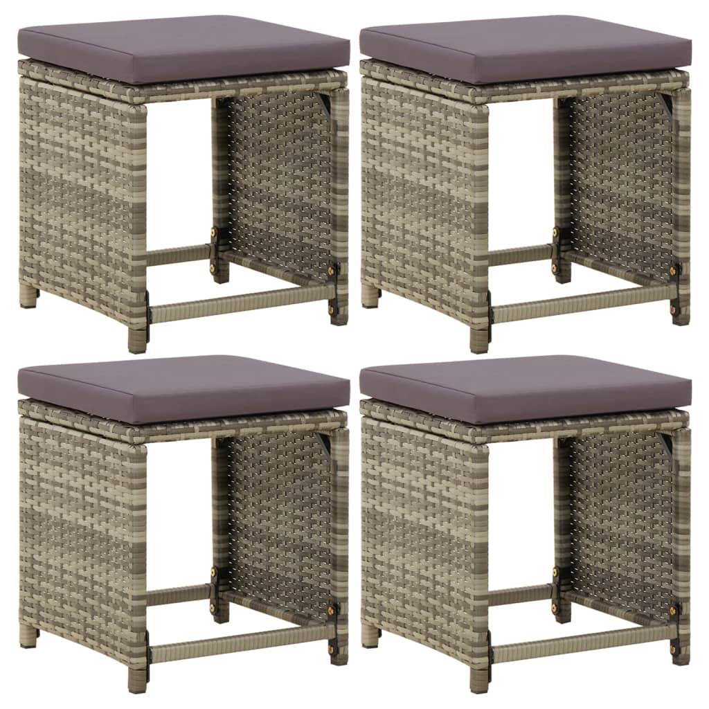 vidaXL Gartenhocker 4 Stk. mit Kissen Po