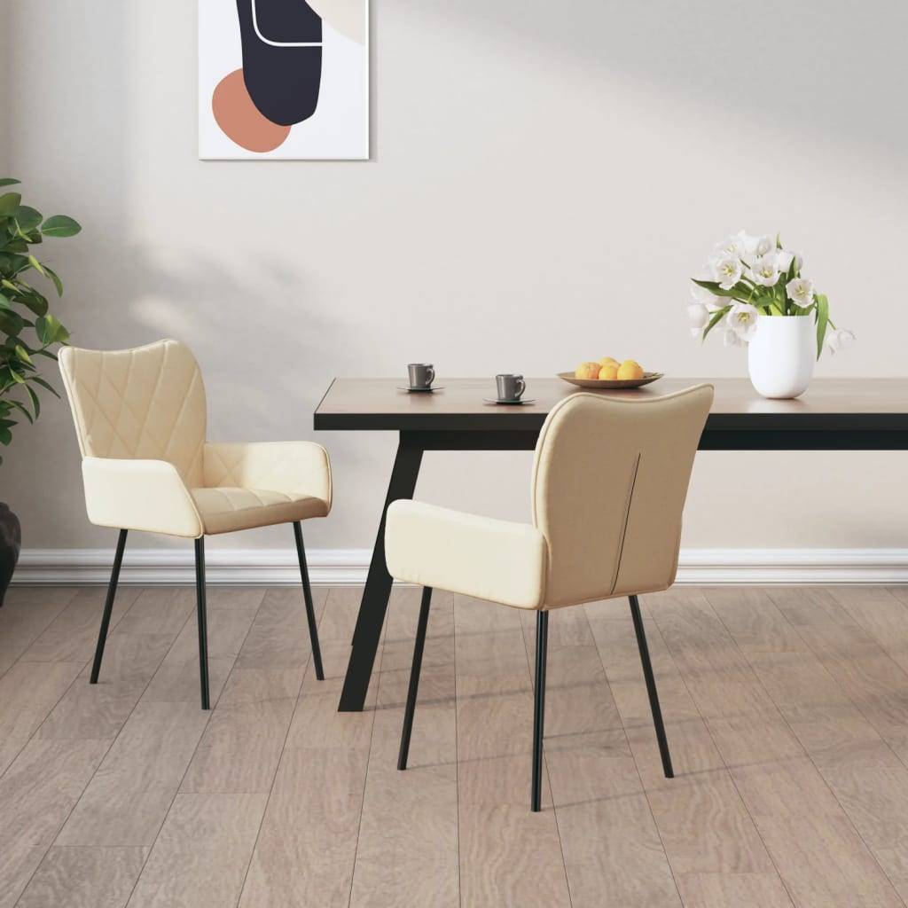 vidaXL Esszimmerstühle 2 Stk. Creme