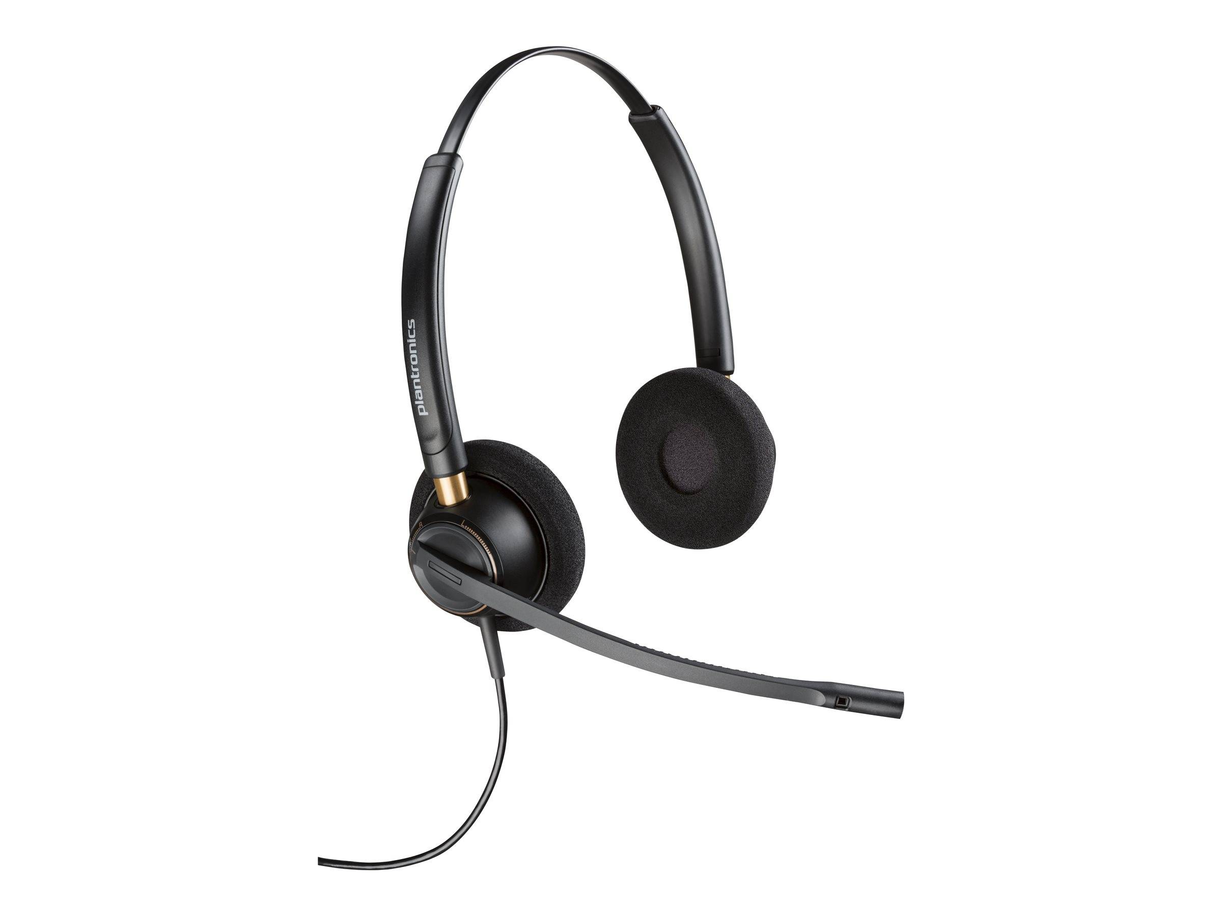 Schwarzes Over-Ear-Headset mit Boom-Mikrofon auf weißem Hintergrund.