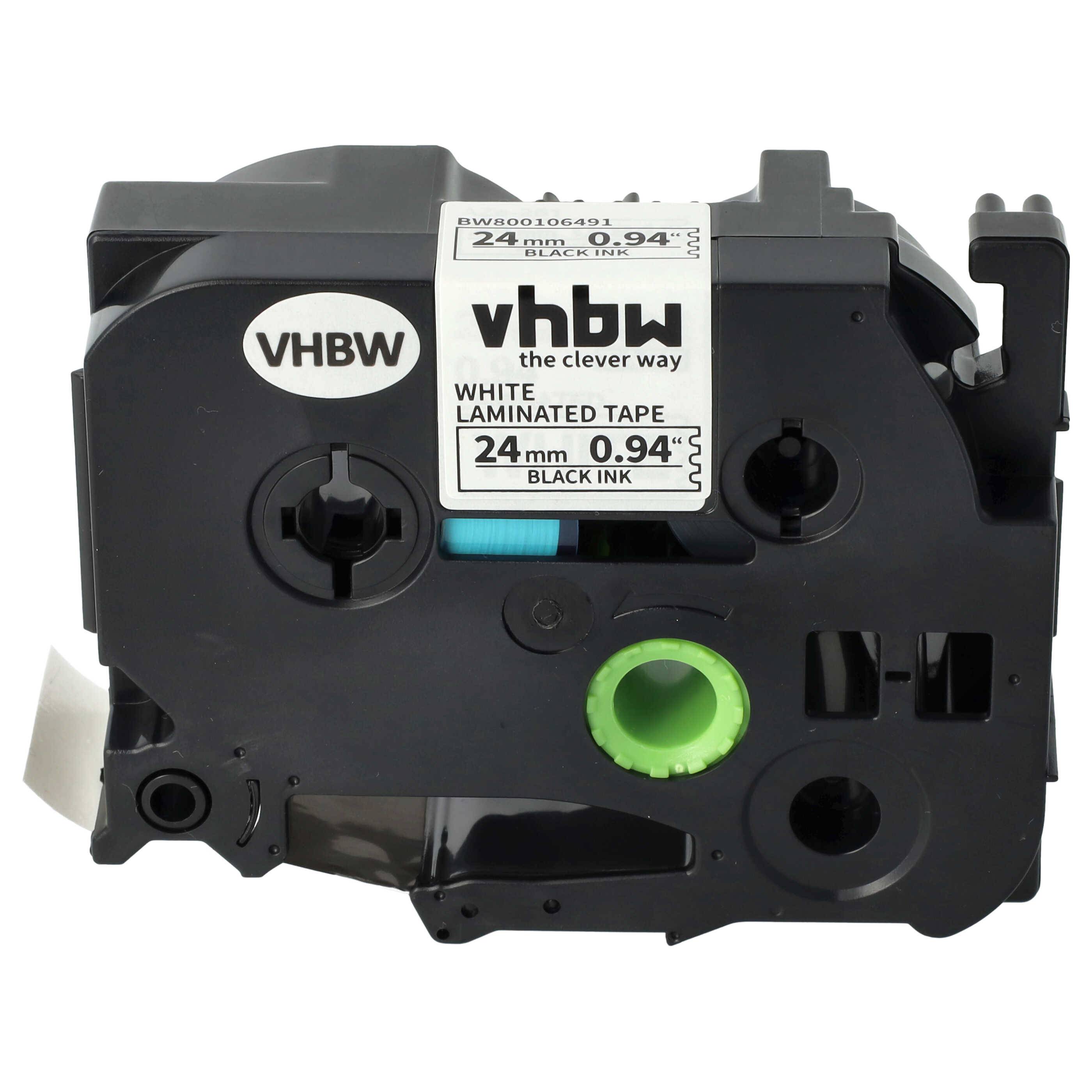 vhbw Schriftband-Kassette kompatibel mit Brother P-Touch 550 | 3600, 7500 VP, 7600 VP, 9200 DX, 9200 PC, 9400 Etiketten-Drucker 24mm Schwarz auf