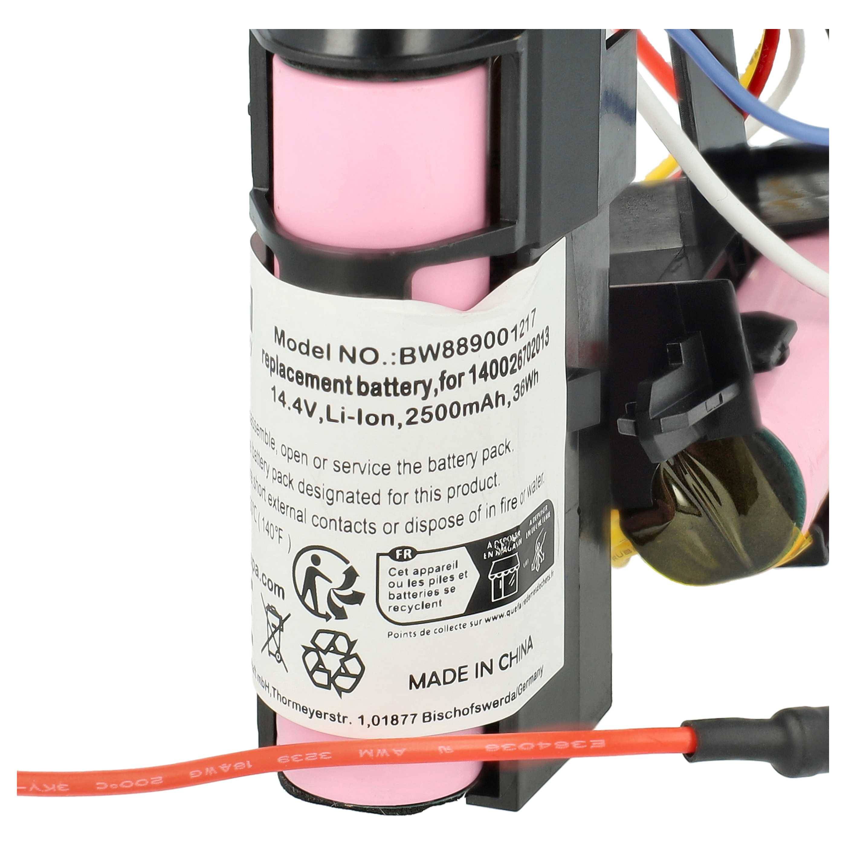 vhbw Akku kompatibel mit AEG AG3101 900940814, 900940816, 90094081400, 90094081600, Staubsauger (2500 mAh, 14,4 V, Li-Ion)