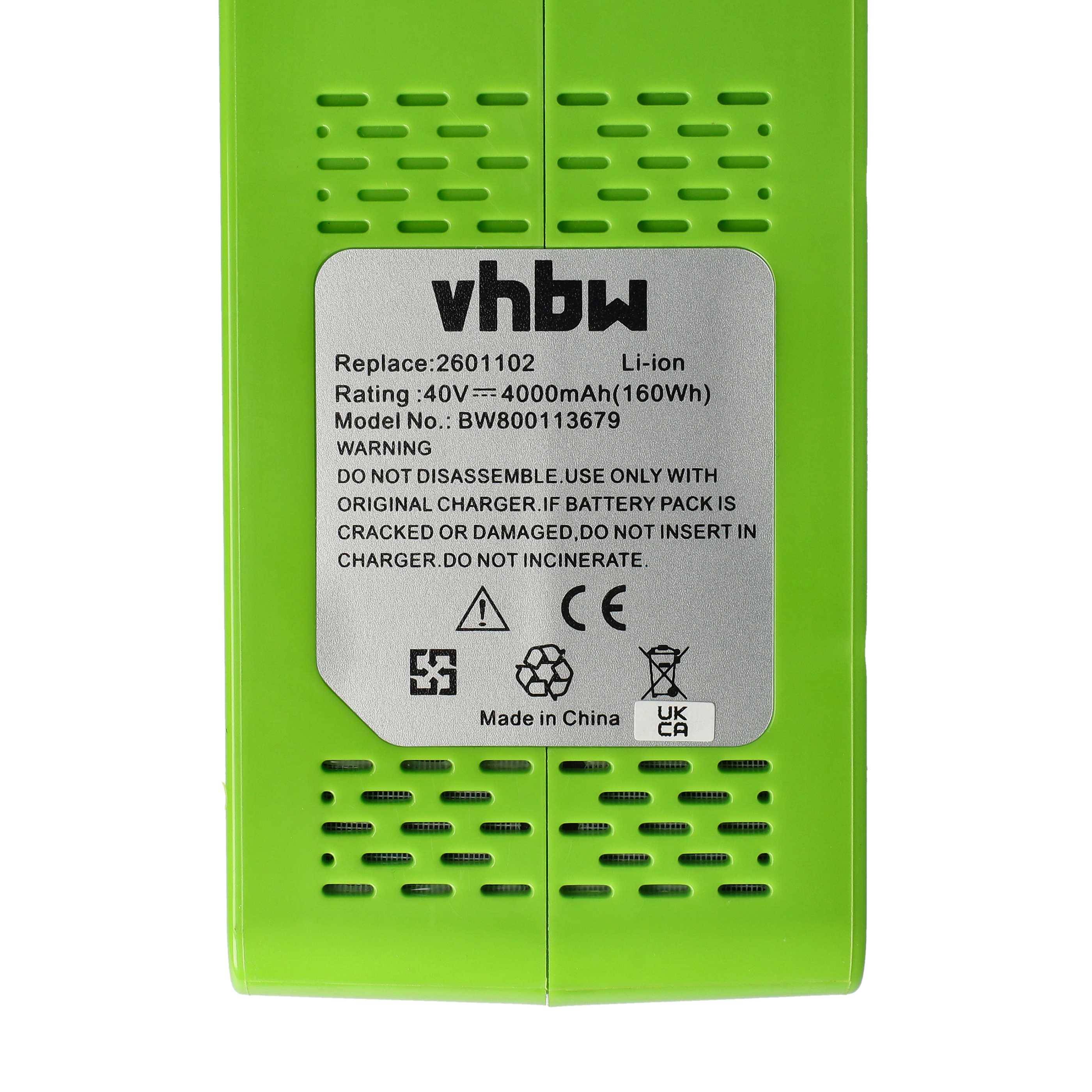 vhbw Akku kompatibel mit Powerworks 40V-System, P40GC, PD40CS40 Elektrowerkzeug (4000mAh Li-Ion 40 V)