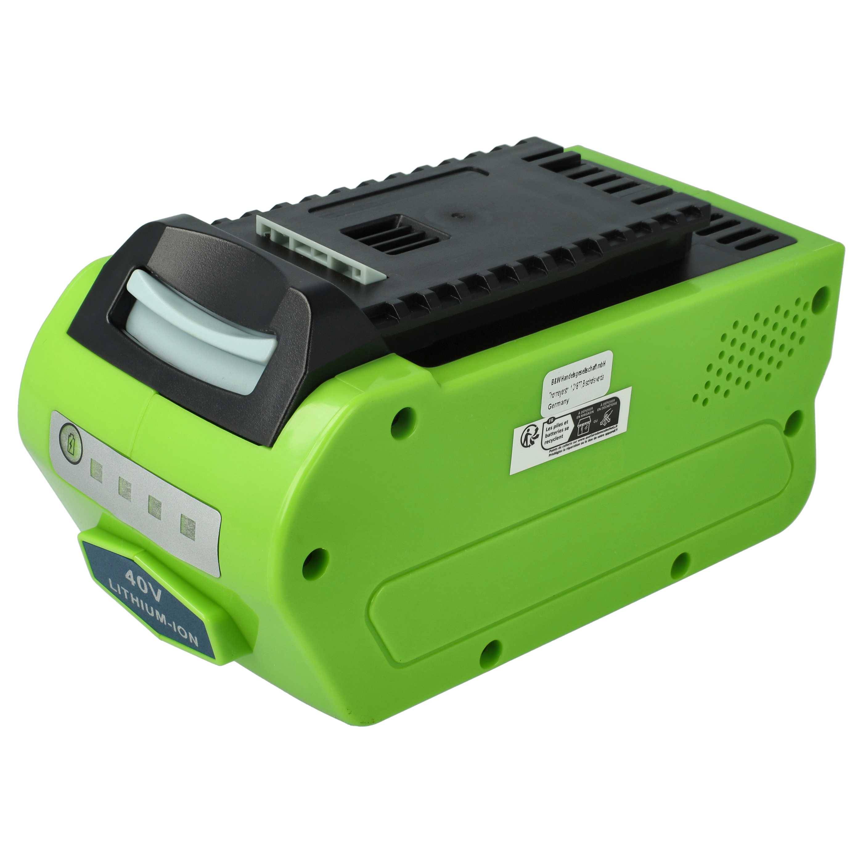 EXTENSILO Akku kompatibel mit Powerworks PD40CS40, P40GC, 40V-System Akku-Gartengeräte (5Ah, 40V Li-Ion)