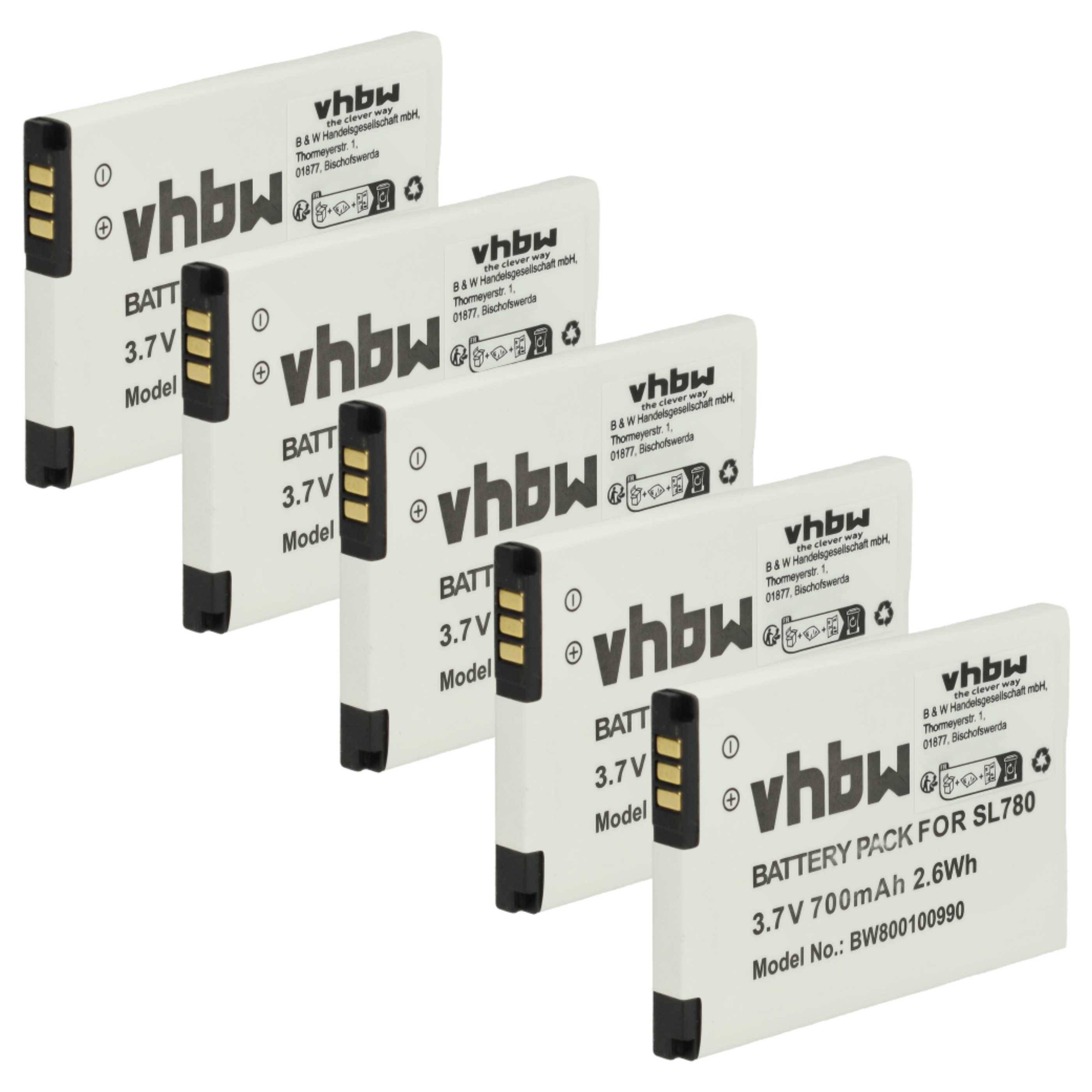 vhbw 5x Akku Ersatz für Siemens Gigaset V30145-K1310-X445 | für schnurlos Festnetz Telefon (700 mAh, 3,7 V, Li-Ion)