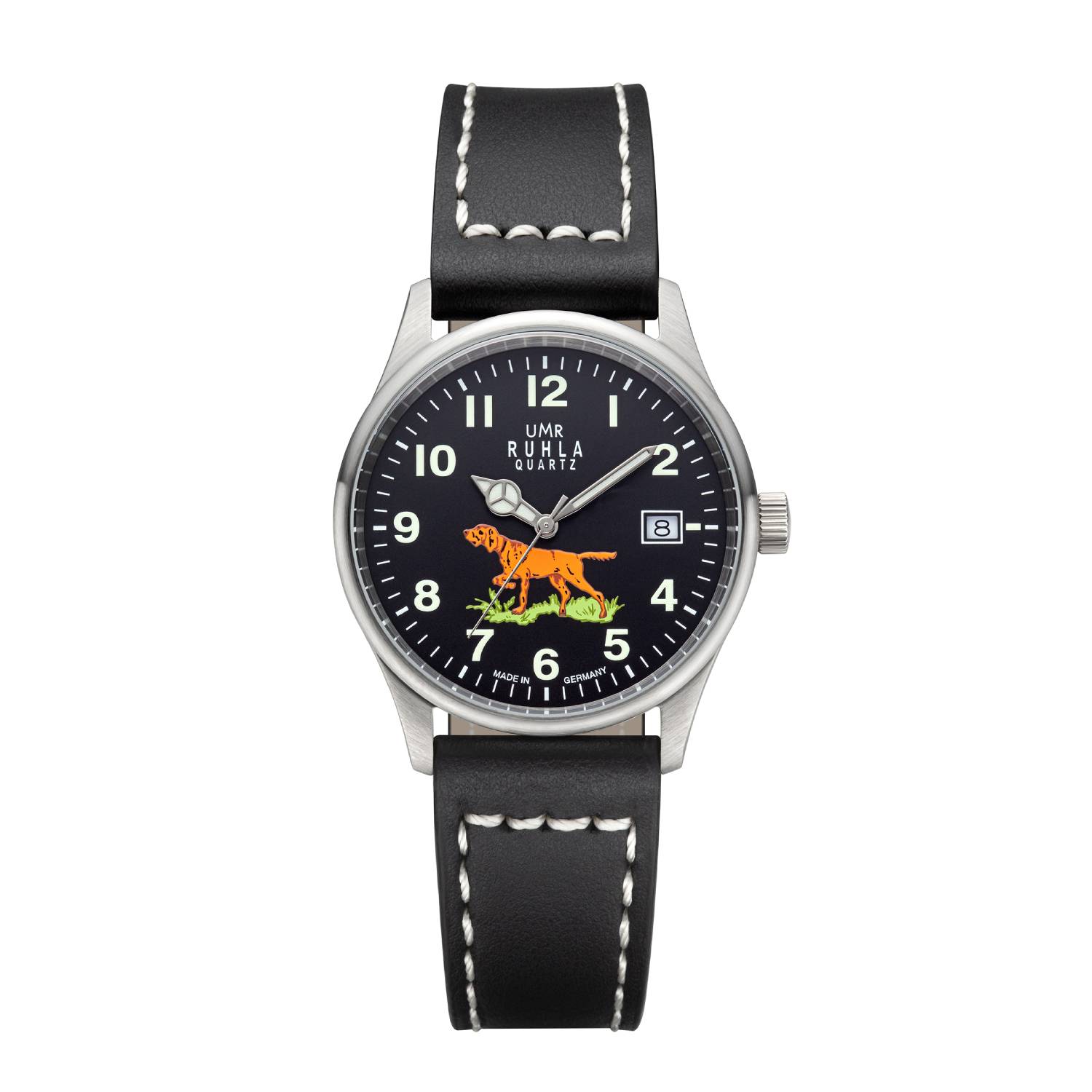 UMR RUHLA Armbanduhr 88101, Herren, Quarz, Lederband, Schwarz, Edelstahl, 10 bar