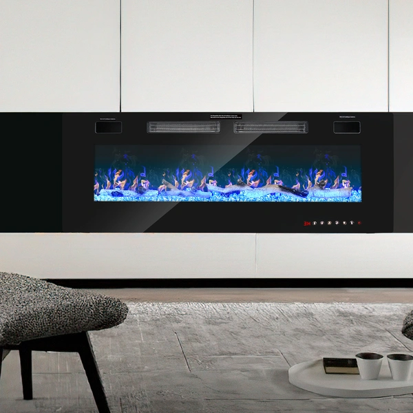 Elektrokamin Elektrischer Kamin Kaminofen mit Flammeneffekt 7500/1500W, Metall, Schwarz, 127 cm Elektrokamin Elektrischer Kamin Kaminofen mit Flammeneffekt 7500/1500W, Metall, Schwarz, 127 cm