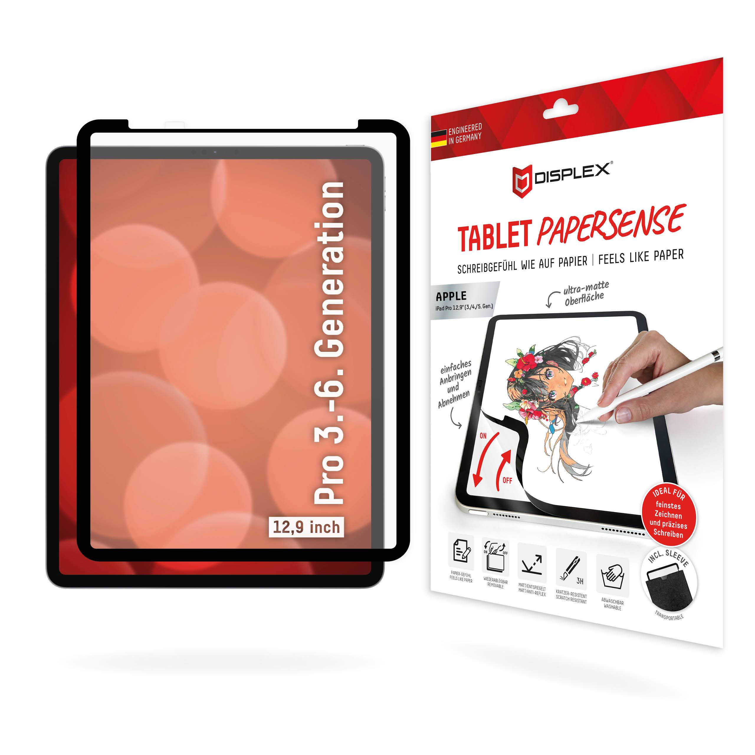 Tablet Papersense, iPad Paper Feeling Schutzfolie für Apple iPad Pro 12,9" (3.-6. Gen)