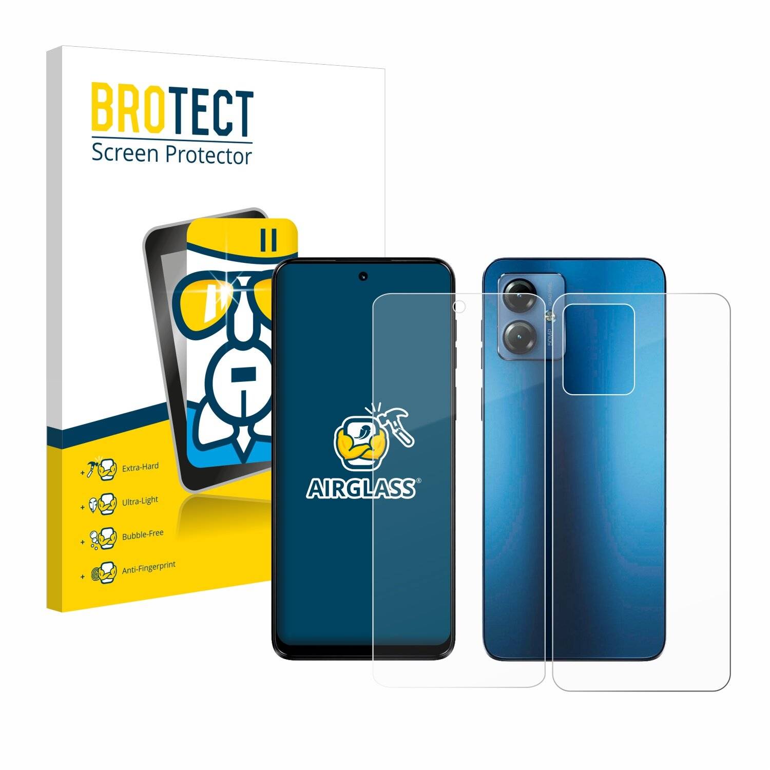 BROTECT AirGlass Glas Panzer-Folie für Motorola Moto G14 (Display+Rückseite) -