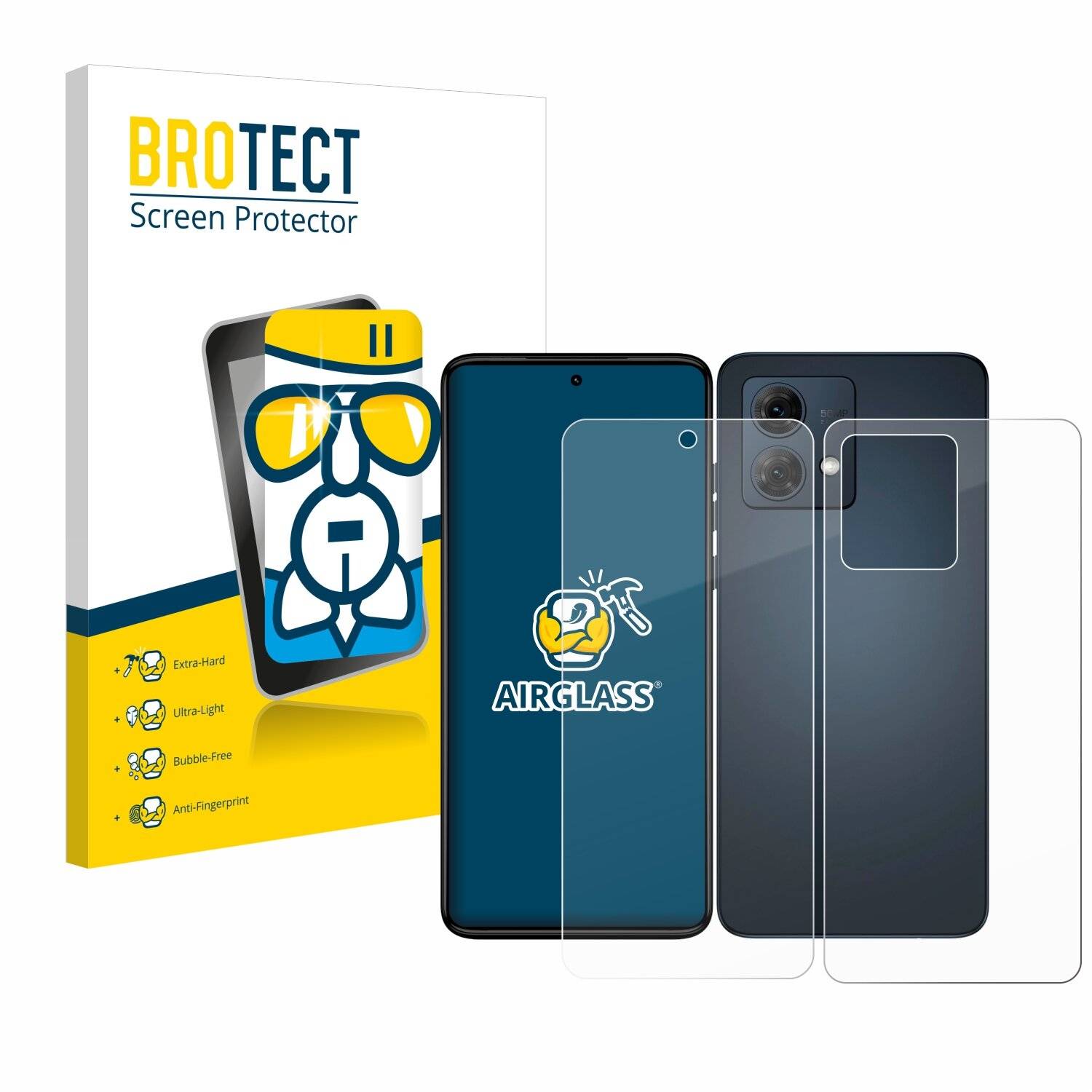 BROTECT AirGlass Glas Panzer-Folie für Motorola Moto G84 (Display+Rückseite) -