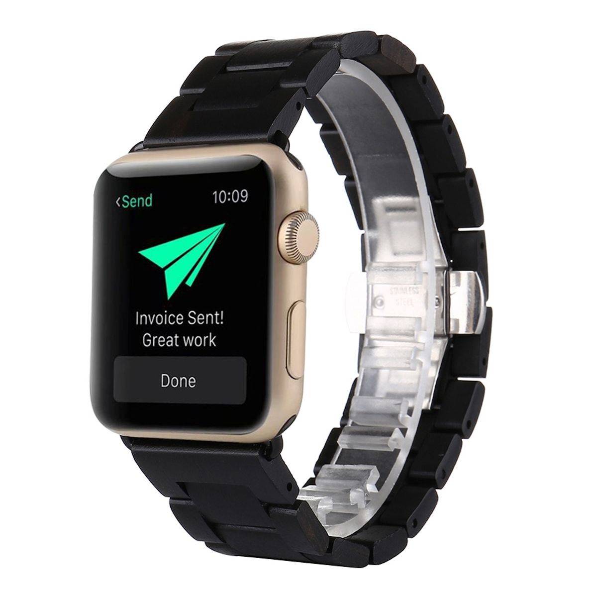 Für Universal 22mm Style Holz Schwarz Ersatz Armband Smart Uhr Band