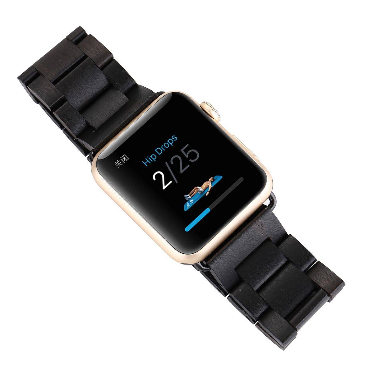 Für Universal 22mm Style Holz Schwarz Ersatz Armband Smart Uhr Band