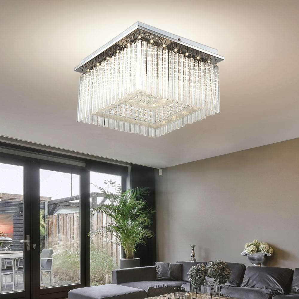 Deckenlampe Deckenleuchte Kristallleuchte Designleuchte Wohnzimmerlampe Schlafzimmer, Metall Glasstäbe Kristalldekor, 1x LED 21 Watt 1860 Lumen