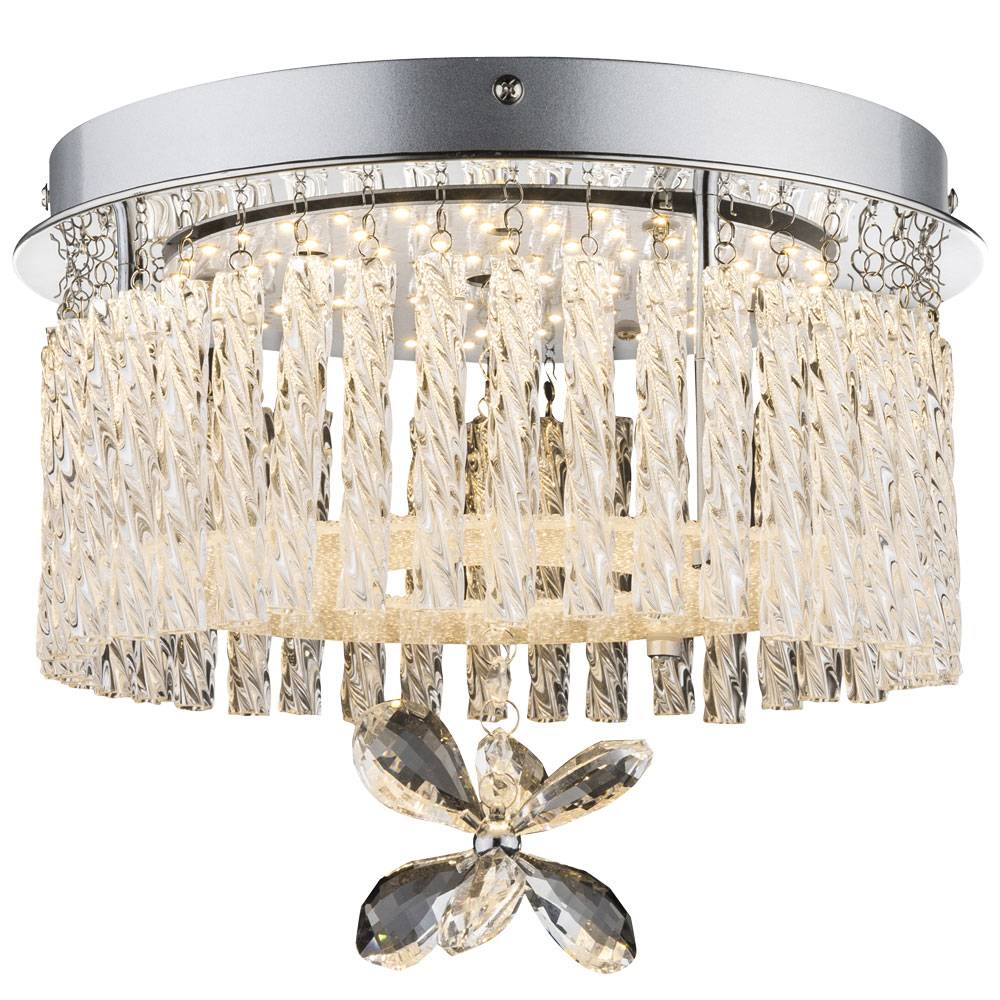 Kronleuchter Deckenleuchte Deckenlampe Wohnzimmerleuchte Kristallleuchte, Glasbehang Kristalle klar, LED 12W 840Lm neutralweiß, DxH 28x22cm