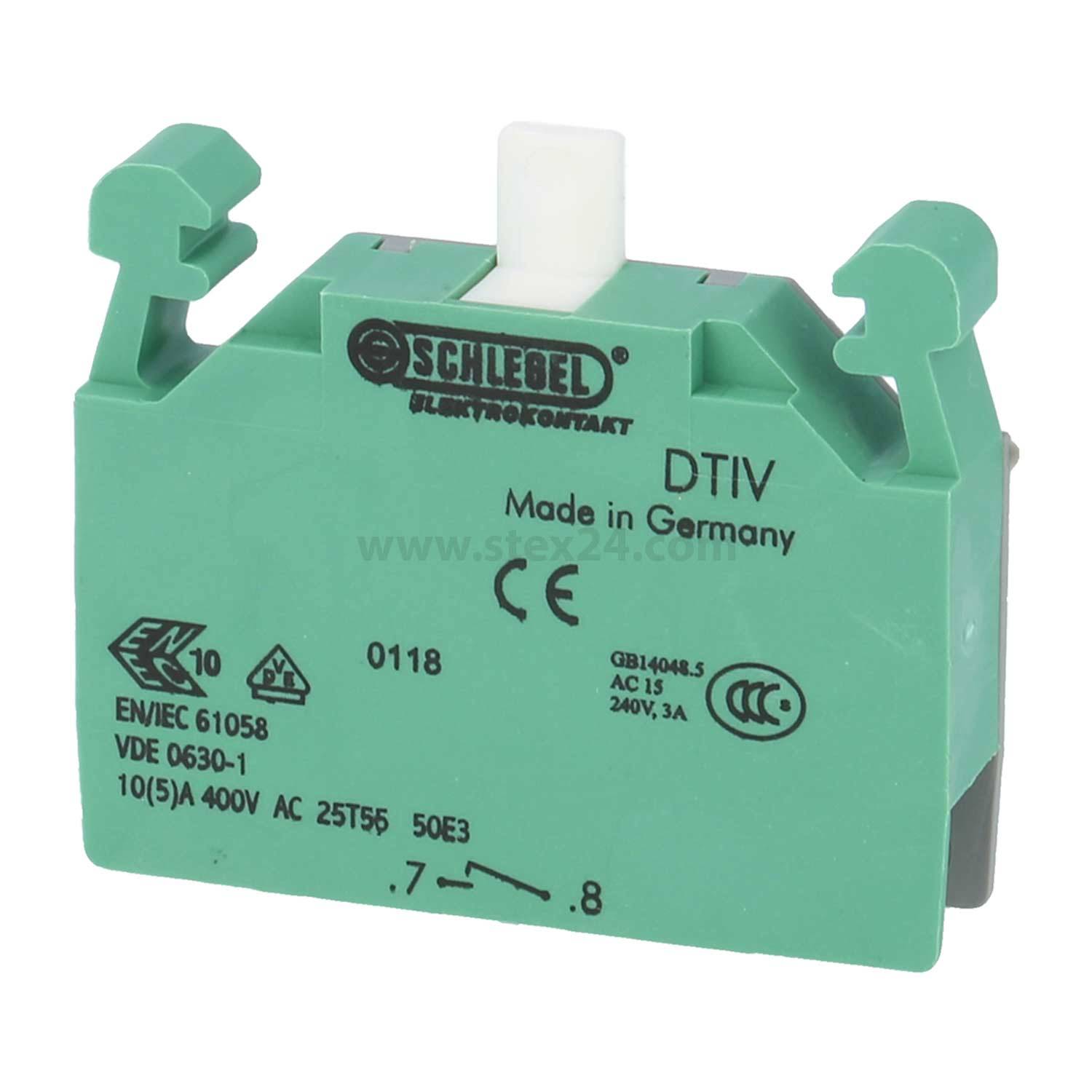 Green Schlebel ULTRA Kontaktgerät DTIV, Hergestellt in Deutschland, EN/IEC 61058, VDE 0630-1, 10(5)A 400V AC 25T55 50E3, 240V, 3A