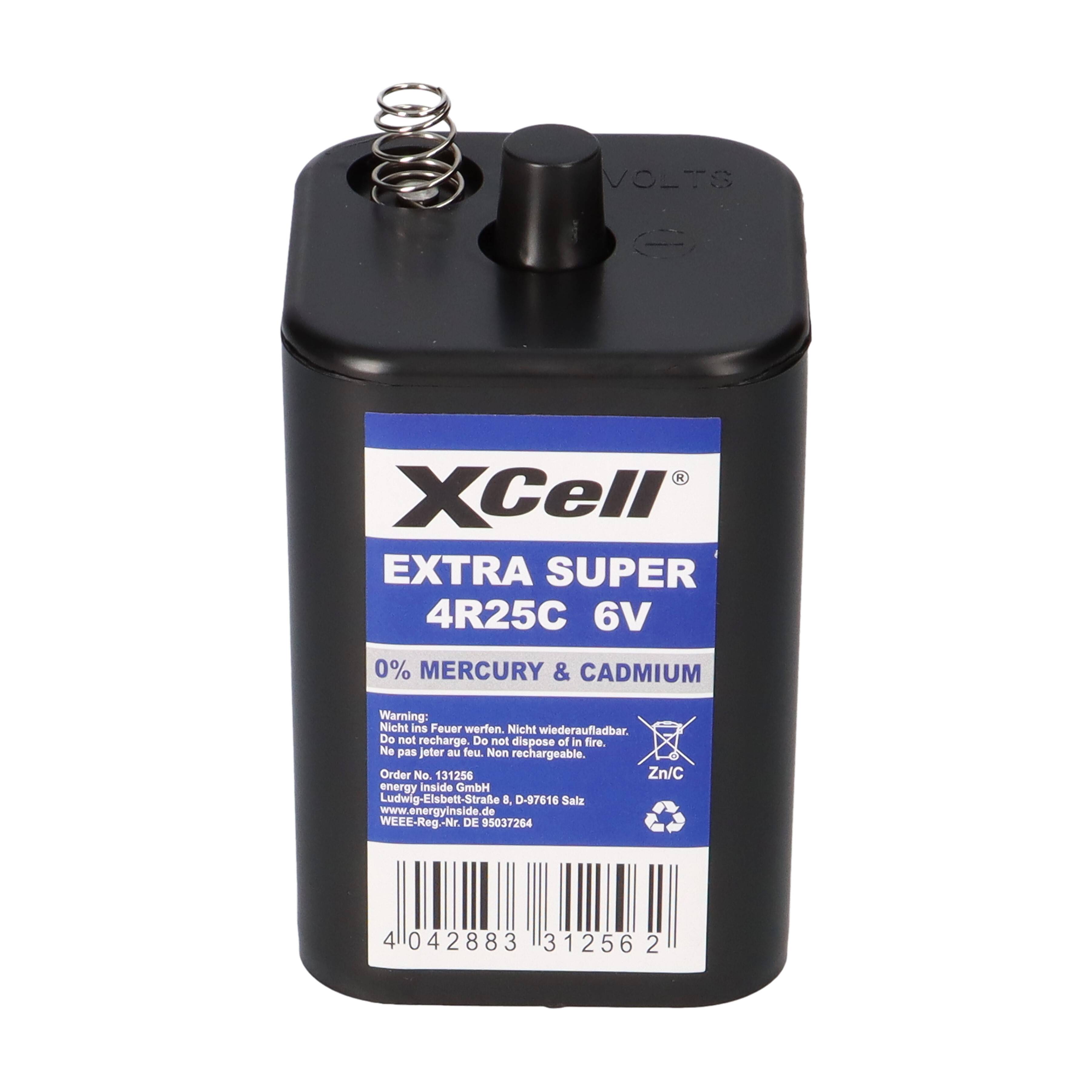 6x XCell 4R25C Blockbatterie 6V 9,5Ah – passend für Baustellenleuchten, Warnlampen & Weidezaun