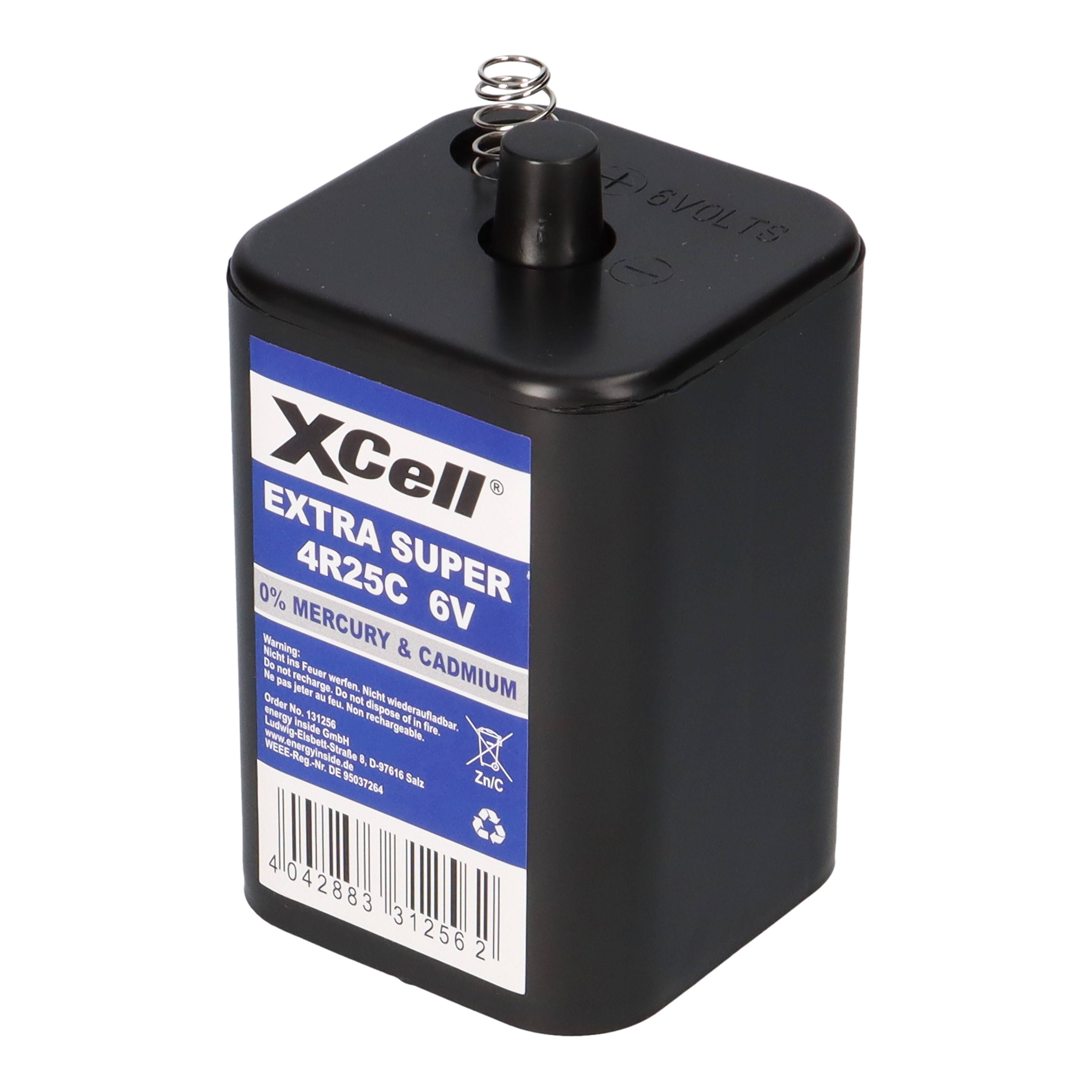 4x XCell 4R25C Blockbatterie 6V 9,5Ah – passend für Baustellenleuchten, Warnlampen & Weidezaun