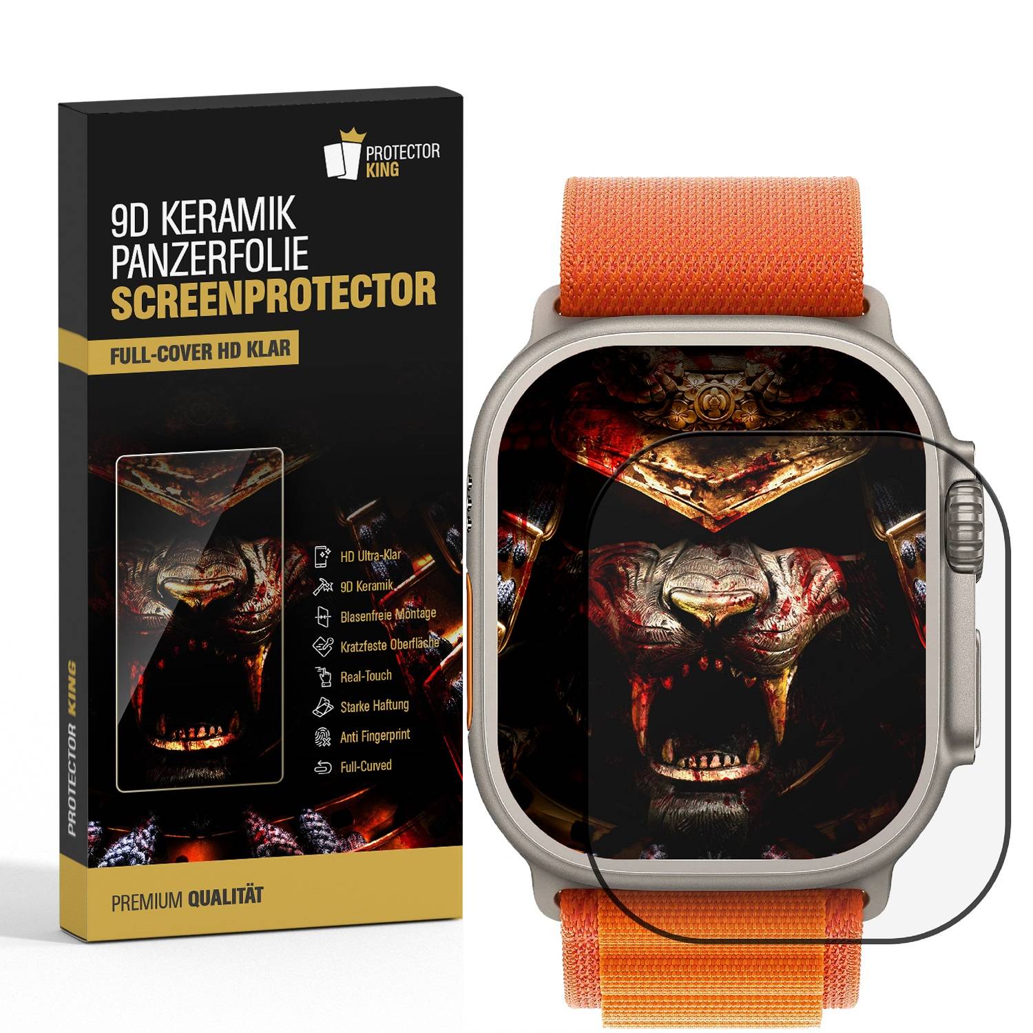 4x 9D Keramik-Glass für Apple Watch Ultra 49mm 3D KLAR Panzerfolie Displayschutz Schutzfolie Ceramic Screen-Protector