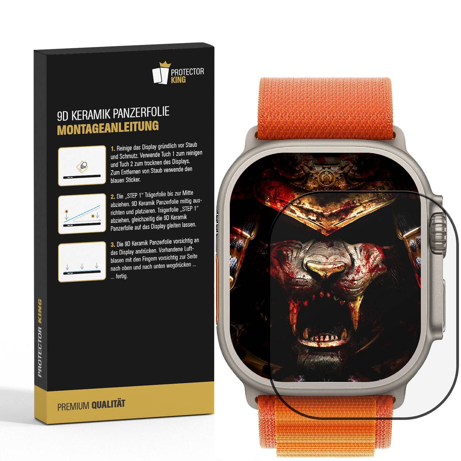 4x 9D Keramik-Glass für Apple Watch Ultra 49mm 3D KLAR Panzerfolie Displayschutz Schutzfolie Ceramic Screen-Protector