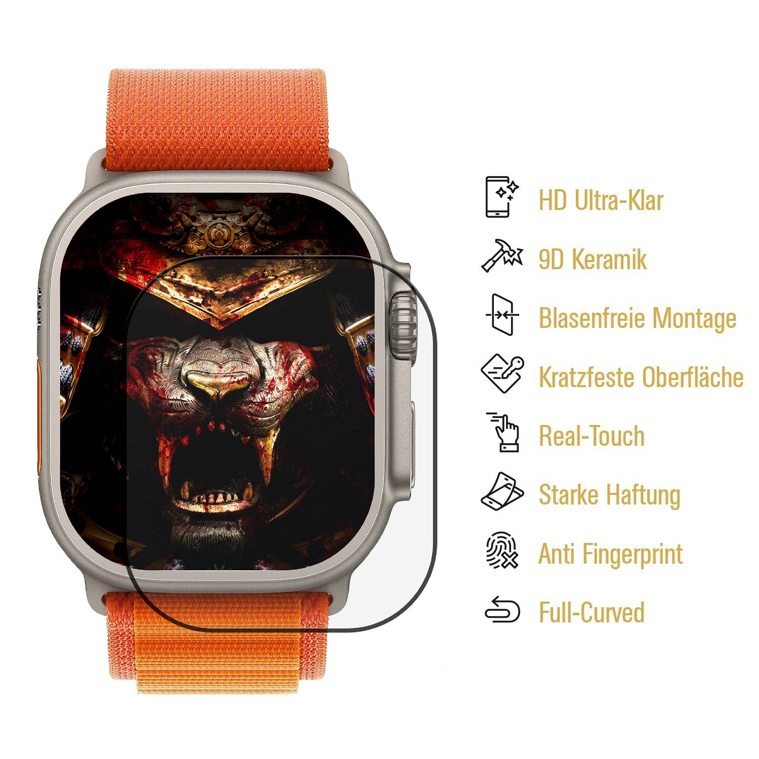 6x 9D Keramik-Glass für Apple Watch Ultra 49mm 3D KLAR Panzerfolie Displayschutz Schutzfolie Ceramic Screen-Protector