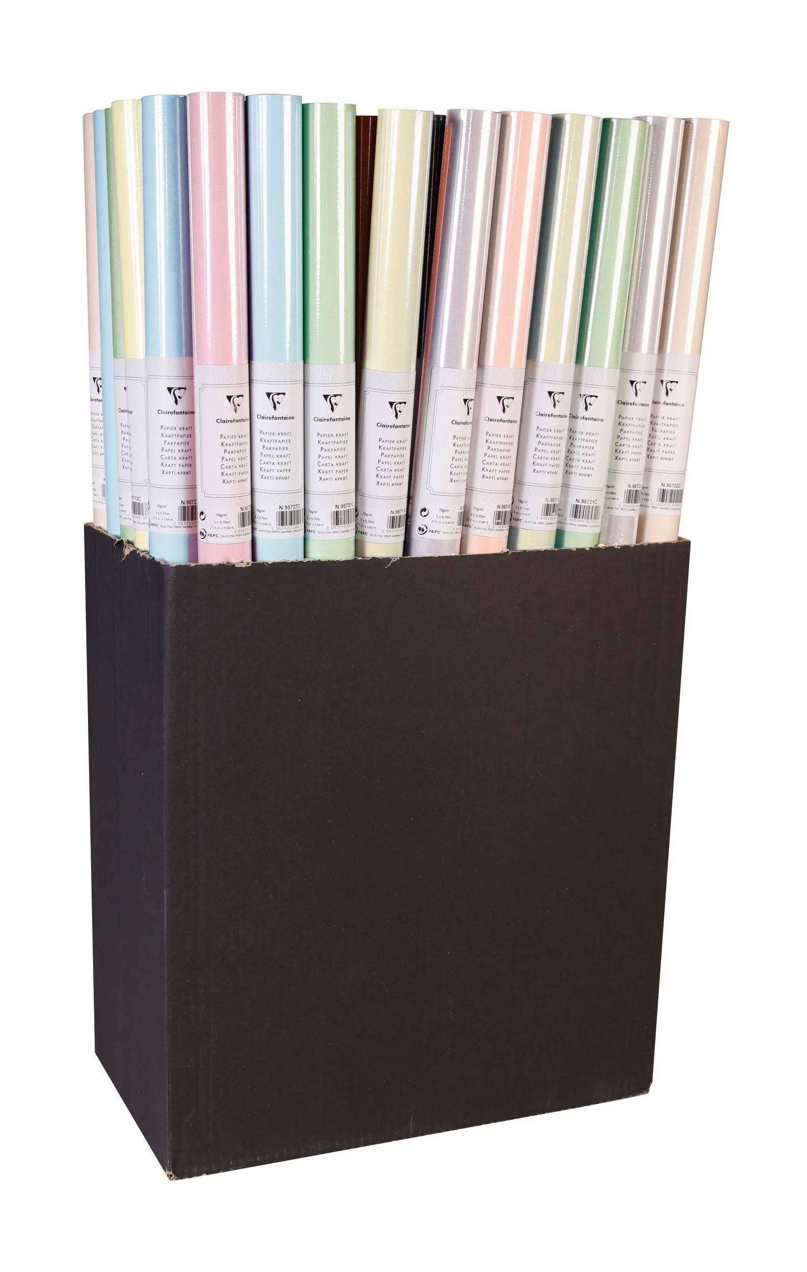 Clairefontaine 50x Kraftpapier 50 Rollen 3x0,70m Sort. Pastellfarben 95797C