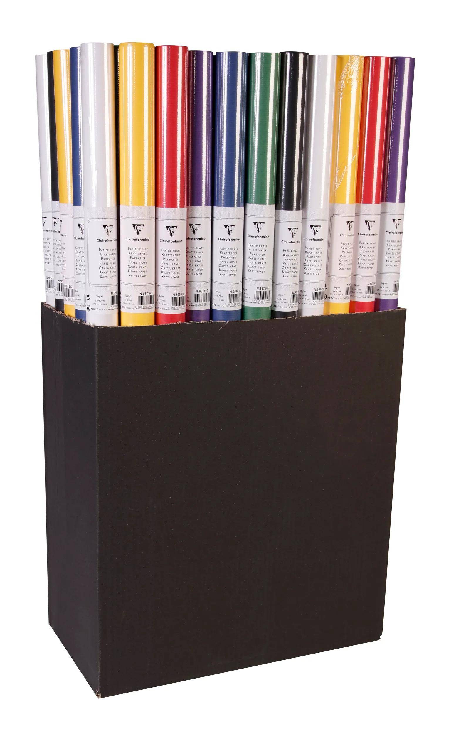 Clairefontaine 50x Kraftpapier 50 Rollen 3x0,70m Lebendige Farben sort. 95798C