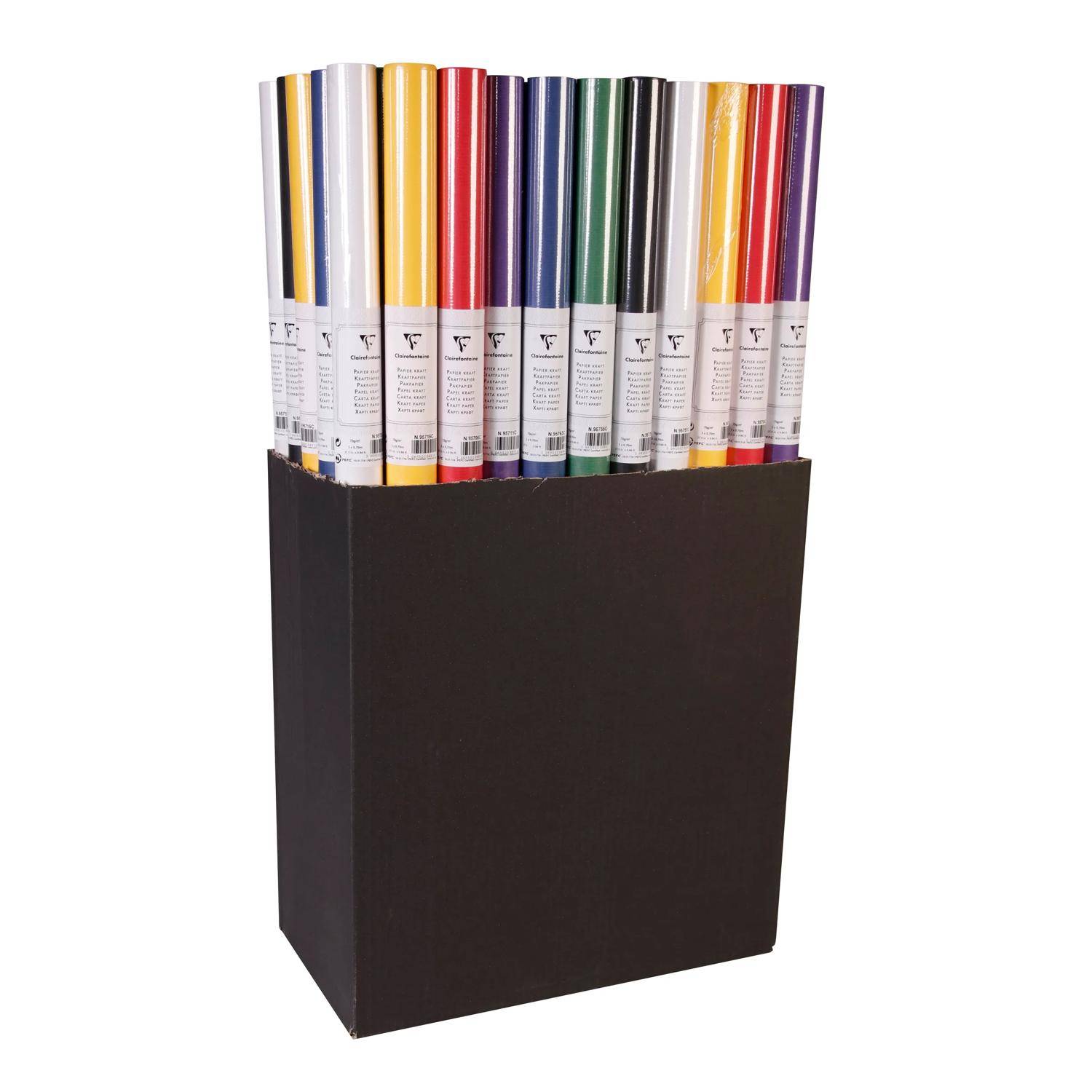 Clairefontaine 50x Kraftpapier 50 Rollen 3x0,70m Lebendige Farben sort. 95798C