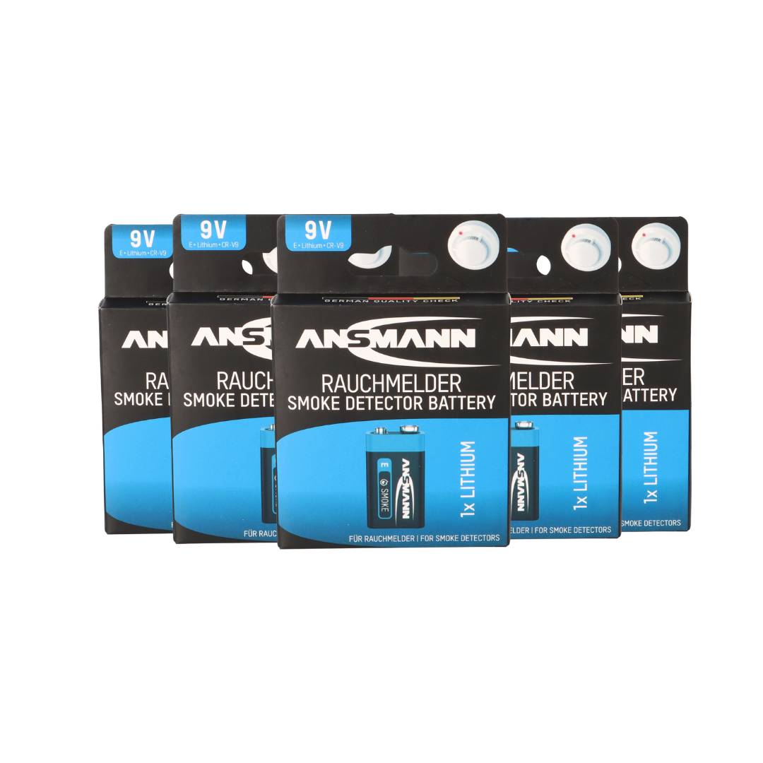 5x Ansmann Rauchmelder Batterie Extreme Lithium 9V Block