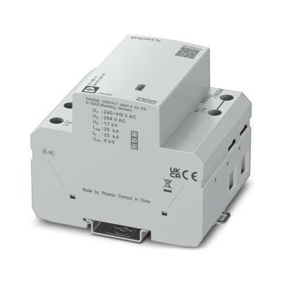 Weißes elektrisches Bauteil, gekennzeichnet mit „Phoenix Contact