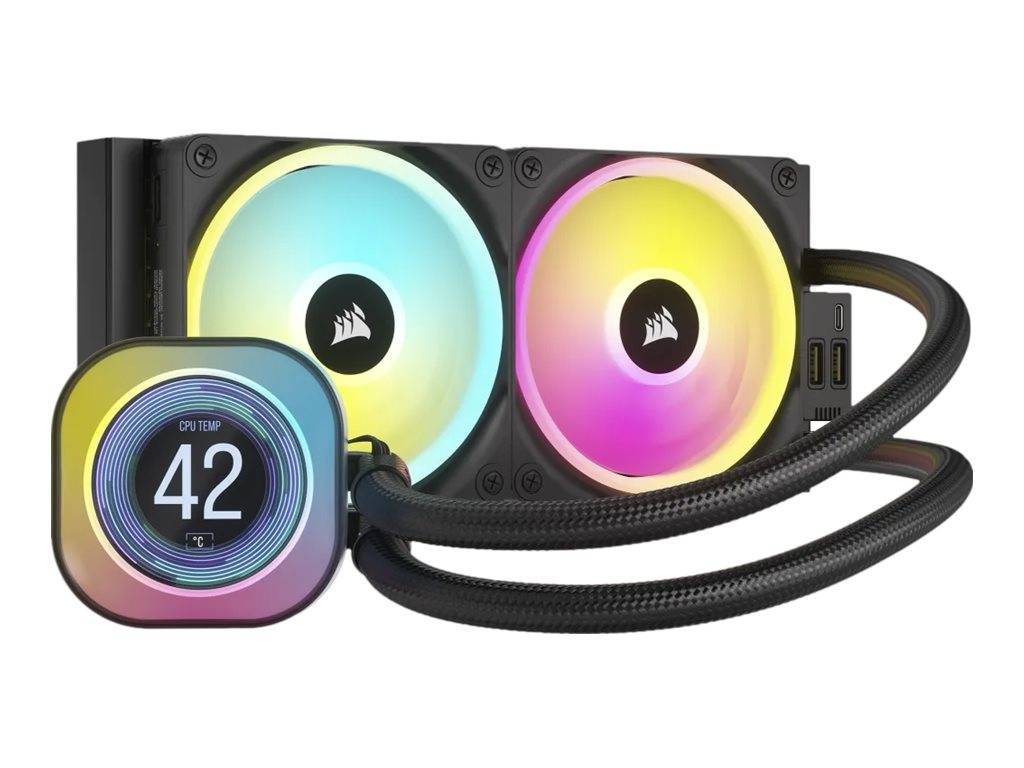 CORSAIR iCUE Link LCD H100i RGB - Prozessor-Flüssigkeitskühlsystem - Kühlergröße: 240 mm - (für: LGA1156, LGA1155, LGA11
